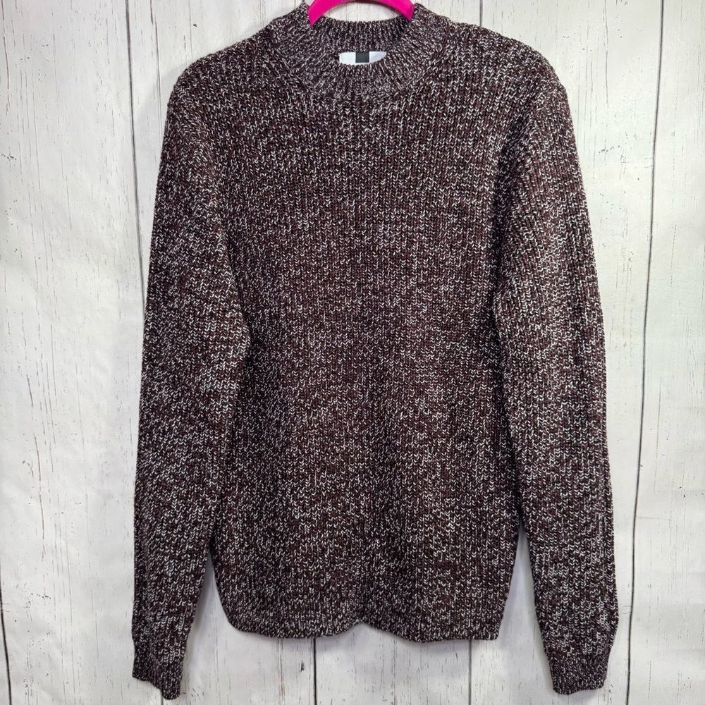 TopmanāMarled Knit Sweater Brown White Crew Neck Casual Mens M Urban Streetwear